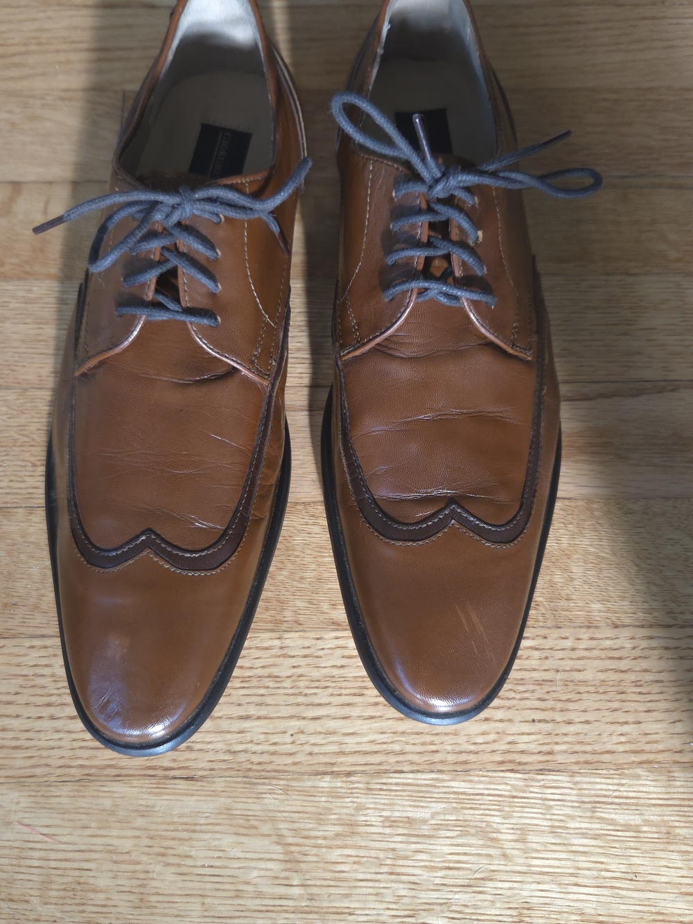 Men's Brown Leather Wingtip Derby Lace-Up Dress Shoes